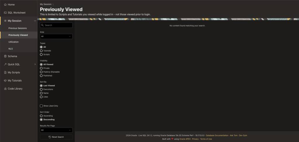 Oracle-prev-viewed
