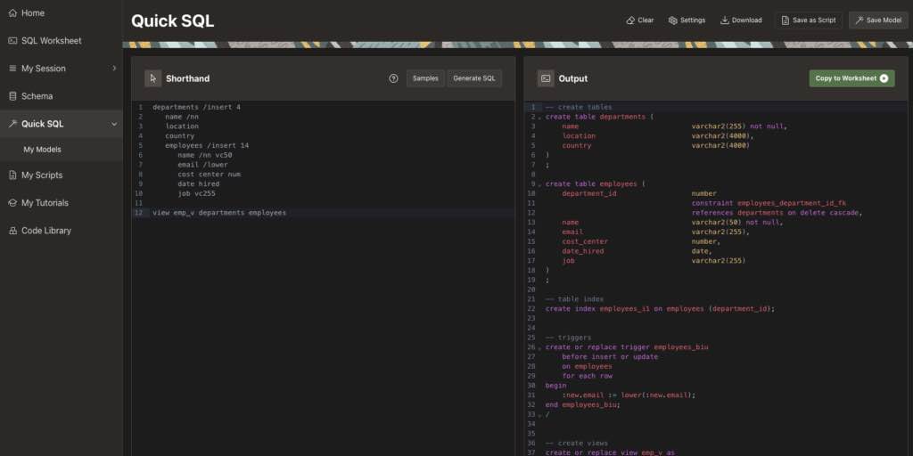 Oracle-quick-sql